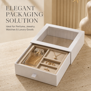 Custom-Made Luxury Rigid Cardboard Sliding <b>Drawer</b> <b>Box</b> with Clear Window Sponge Insert for Perfume <b>Jewelry</b> Watch Gift Packaging - Product Image 6