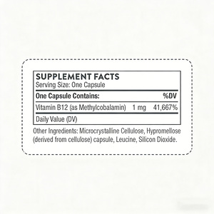Natural <strong>Vitamin</strong> <strong>B12</strong> <strong>Methylcobalamin</strong> Capsules Support Nerve Health 60 Count Third-Party Certified - Product Image 5