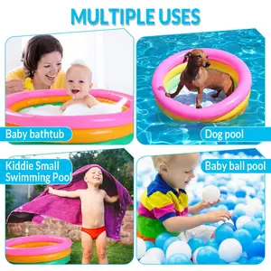 New Thickened Inflatable Kiddie Pool Toddler Small 3 Ring Inflatable Swimming Pool For Kids Indoor Outdoor Water Play