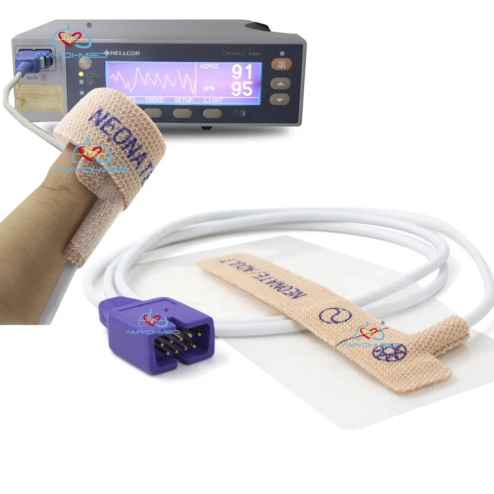 손가락 끝 접착 테이프 신생아 성인 Spo2 프로브 공장 도매 의료 케이블 일회용 SpO2 센서 환자 모니터