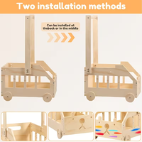 Étagère de rangement en bois pour peluches d'enfants avec chariot coulissant, organiseur multifonctionnel pour jouets en peluche