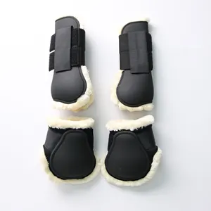 Wholesale Equestrian Equipment High Quality Horse Riding Boots Leg Ankle Protector Tendon Boots Fetlock Boots With Faux Fur