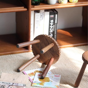 Taburete de Madera de Nogal Negro Norteamericano, Taburete Bajo Creativo para el Hogar, Sala de Estar, Taburete para Cambiar Zapatos para <span class=keywords><strong>Adultos</strong></span> - Product Image 4