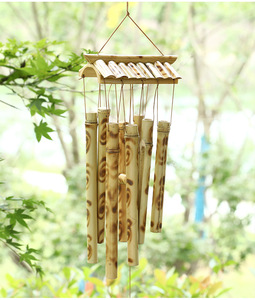 Carillons éoliens en <span class=keywords><strong>bambou</strong></span> faits à la main, vintage, multi-tailles, naturels, pour jardin extérieur, liquidation, ton profond, commémoration - Product Image 4