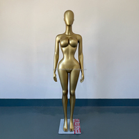Maniquíes de fibra de vidrio Boutique BBL Mina Models, de cuerpo completo, con cabeza, para ropa de mujer con curvas, tallas grandes, con sujetador grande, acabado dorado mate