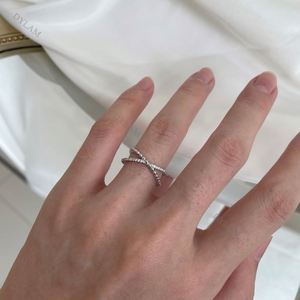 Dylam Quality Jewellery Minimalist Bead Cross Shape Cubic Zircon Cz Cocktail <b>Ring</b> Sterling Silver 925 Simple <b>Finger</b> <b>Rings</b> - Product Image 6