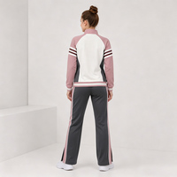 Ensemble de survêtement rose vintage pour filles, design rétro personnalisé, veste et pantalon par sublimation OEM, vêtements de sport OEM