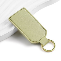 Porte-clés en cuir PU découpé, tendance, simple, avec boucle carrée, personnalisable avec logo, pendentif porte-clés
