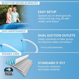 <span class=keywords><strong>Piscine</strong></span> gonflable <span class=keywords><strong>Intex</strong></span> 28120EH 10 pieds x 30 pouces - Matériau résistant aux perforations - Gonflage rapide - Capacité de 1018 gallons - 23 pouces de profondeur d'eau - Product Image 5