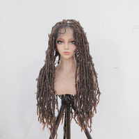 Perruque longue tressée sans nœuds, avec dentelle frontale, style Butterfly Locs, pré-épilée avec cheveux de bébé, perruque synthétique bouclée torsadée, entièrement en dentelle