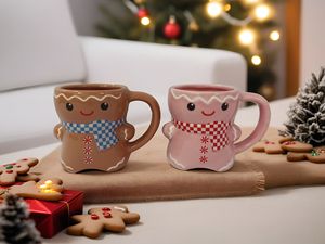 Tazza Natalizia in Ceramica 3D a Forma di Omino di Pan di Zenzero, Tazza per Caffè, Latte e Tè per Regali Invernali e Feste Stagionali - Product Image 2