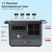 Station Portable 60Ah 768Wh LiFePO4 Onduleur à Onde Sinusoïdale Pure Contrôleur Solaire MPPT 1000W Batterie Externe Démarrage de Voiture Panneau Solaire