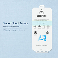 Film PET anti-statique transparent HD électroplaqué AF résistant aux traces de doigts pour iPhone 17 Pro Max, facile à nettoyer, sans traces, 0,15 mm