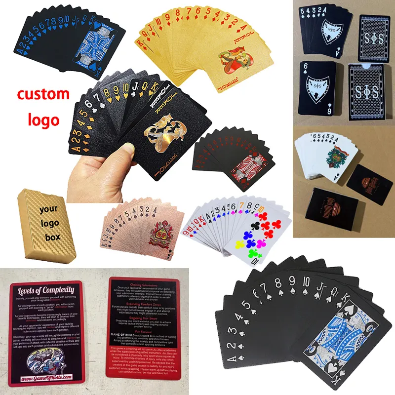Custom 100% Water Proof Plastic Poker Playing Cards With Big Font Word Poker Jogo De Baralho Pokerkarte Cartes Usaroyal gold red