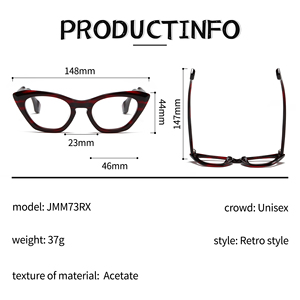 2025 Retro Màu Đỏ Sọc Mèo Mắt của phụ nữ Acetate sợi kính khung thời trang bán buôn - Product Image 5