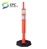 Poteau de signalisation routière réfléchissant en plastique PE pour la sécurité routière, marqueur de stationnement, poteau de délimitation de canalisation de trafic avec base en caoutchouc lestée