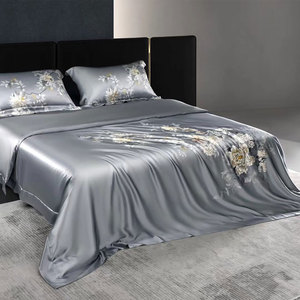 Ensemble de literie en soie de style européen populaire, ensemble de linge de lit simple et moderne de couleur unie - Product Image 4