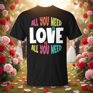 T-shirt avec citation rétro « All You Need Is Love » pour la Saint-Valentin, mariage, amusement, promotion - Product Image 3