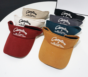 थोक नई आगमन कढ़ाई पुरुषों की खेल सजावट सूती टेरी कपड़ा हुक और लूप सन वाइज़र टोपी - Product Image 2