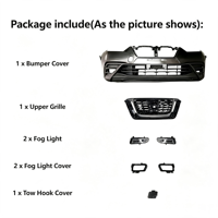 Topzonauto Nouveau Pare-chocs Avant Complet en Plastique 2018-2020 pour Kicks avec Grille et Kit de Phares Antibrouillard à Fixation par Vis