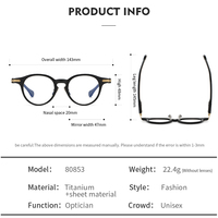 80853 Nouveautés Lunettes 2023 Nouveau Design Monture de Lunettes Rétro en Acétate Tortue Montures Optiques en Acétate Blanc