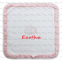Couverture pour bébé en coton biologique pour nouveau-nés, couverture pour bébé fille avec volants roses, couverture d'emmaillotage personnalisée pour nouveau-né