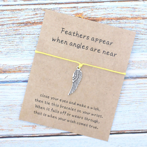 Fare UNA Carta di Desiderio di Angelo Custode Ala Del Polsino Del Braccialetto di Fascino Fortunato <span class=keywords><strong>Fortuna</strong></span> Braccialetto per le Donne Degli Uomini di Amicizia - Product Image 3