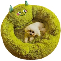 Coussin pour chien motif monstre vert, doux, chaud, en peluche, lavable, en coton PP, pour chiens de petite et moyenne taille, chiots, chats, utilisation intérieure toutes saisons