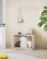 Enclos pour litière de chat style ferme avec portes à charnières en X, trous de ventilation, maisonnette cachée pour animaux de compagnie, table d'appoint pour chats d'intérieur