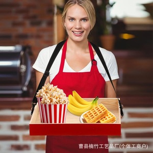 Wooden Square Popcorn <b>Tray</b> Portable Retractable <b>Snack</b> <b>Tray</b> For Cinema Food Service - Product Image 4