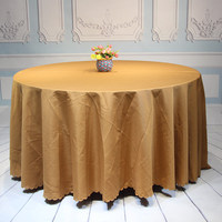 Nappe Ronde Moderne Simple en Polyester à Couche Unique avec Bord Festonné pour Mariage, Banquet, Hôtel, Décoration d'Événements