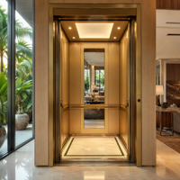 Ascenseur domestique pour villa à 2 étages, ascenseur résidentiel, cabine or champagne, ascenseur pour passagers avec éclairage LED au plafond