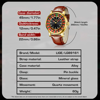 Montre pour homme LIGE 89161, cadran rotatif, thème Las Vegas Roulette, montre de bureau, étanche, lumineuse