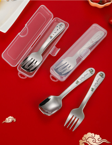 DFF0311 Carton Stainless Steel SUS 304 Kids Fork Spoon Set with Portable PP Plastic <b>Box</b> - Product Image 3