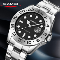 Montre Homme SKMEI 9415 Boîtier en Alliage Bracelet Acier Inoxydable 20mm Cadran 44mm Résistance à l'Eau 3 ATM Mouvement Quartz Style Rétro Boîte Tendance