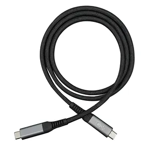 Kabel data super berjalin Tipe C ke C PD 100W USB4 GEN3 kabel nilon pengisian cepat kabel USB 10 kaki Tipe c
