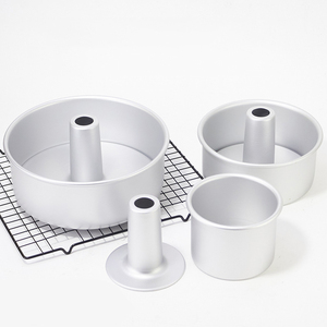 Bandeja de pastel redonda de boda de 4/6/8 pulgadas, inserto de tubo extraíble, bandeja de tubo de pastel <span class=keywords><strong>Chimmy</strong></span>, bandeja de pastel de gasa de aluminio anodizado antiadherente - Product Image 1