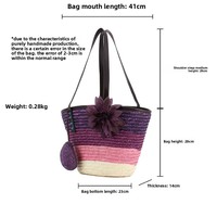 Dames Casual Vakantie Handgemaakte Geweven Ritssluiting Schoudertas Nieuw Dropshipping Product Met Twee Bandjes
