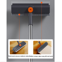 Brosse de nettoyage robuste pour sols avec long manche, poils rigides et brosse à récurer pour le nettoyage de la douche, de la salle de bain, de la piscine, du garage, de la cuisine et des murs