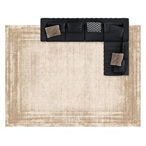 พรมปูพื้นทรงสี่เหลี่ยมผืนผ้า Jinrui รุ่นโมเดิร์น ทนต่อคราบสกปรก ลายพิมพ์ทอ เหมาะสำหรับห้องนั่งเล่น ห้องนอน ขนาดใหญ่ สีเบจ ลายทาง สีพื้น - Product Image 1