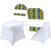 Housse de chaise personnalisée avec logo, impression 3D, design éthiopien, en spandex, demi-dossier, pour décoration de mariage