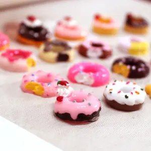 Poppenhuis Keuken Diverse Kralen Koekjes Donut Macaron Dessert Hars Bedels Platte Rug Schattige Slijm Bedels Voor Sieraden Maken