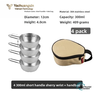 Stainless Steel <b>Sauce</b> Pans Set 12cm 13cm with Carry Case for Camping - Product Image 2