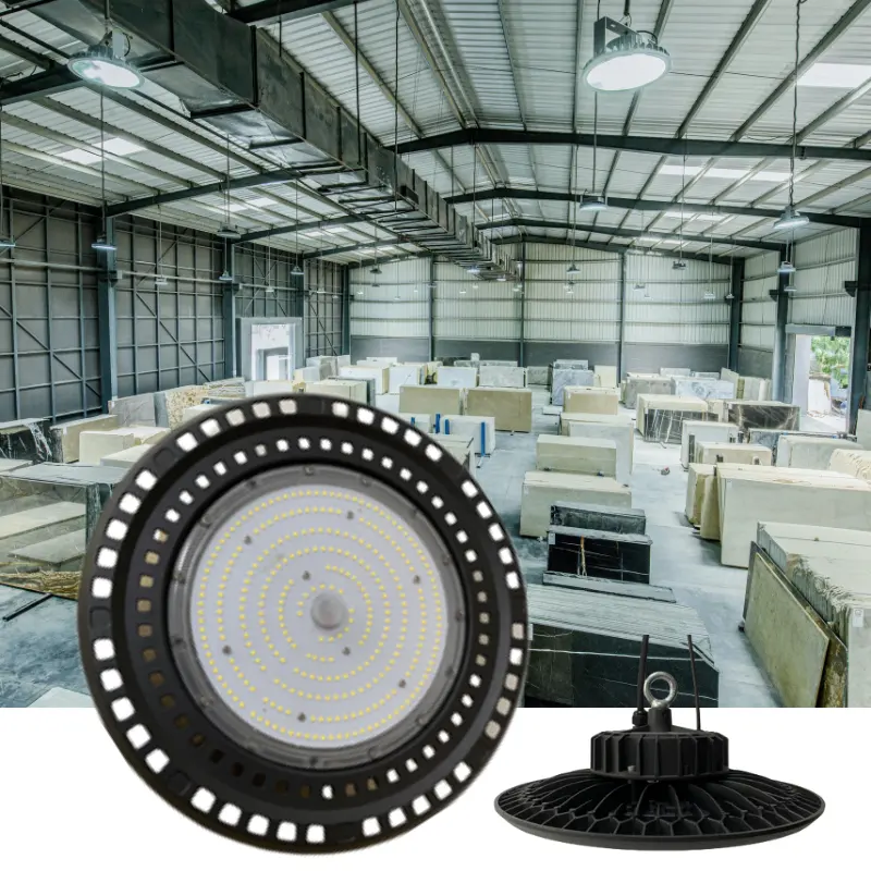 Led Hoge Baai Licht 100W 150W 200W 240W Cct & Wattage Met Bewegingssensor Ip65 Etl Industriële Ufo High Bay Licht