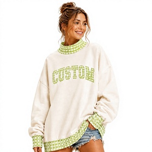 Nouveau sweat-shirt à col montant respirant en coton/polyester pour femmes, design personnalisé, pull décontracté - Product Image 1