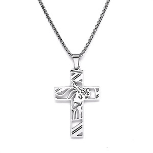 Collier avec pendentif croix jésus en acier inoxydable Accessoires pour chandail et chandail en titane polyvalent pour hommes et femmes - Product Image 5