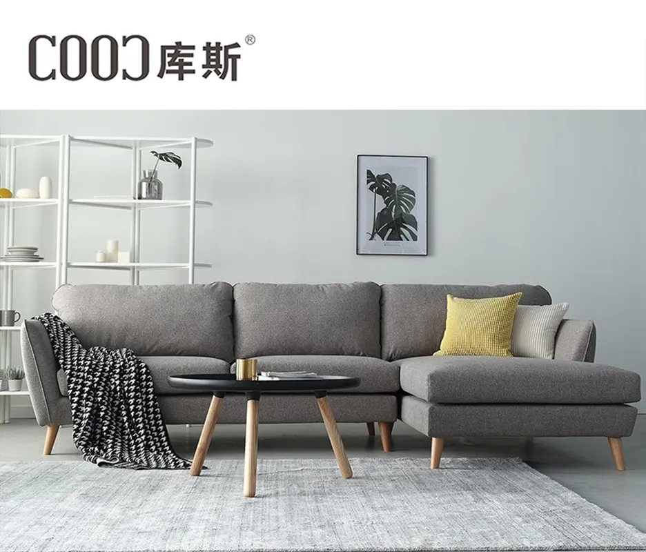 COOC Set Sofa Kain Modern Nordik, Desain Perabot Ruang Tamu Sofa dengan Kaki Logam Modernos E Luxuosos HYB5031