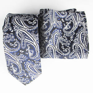 Conjunto de Corbata Clásica Personalizada con Pañuelo de Bolsillo, Diseño a Cuadros, Paisley, Flores, Azul Marino, para Hombre, Negocios, Fiesta, Boda, Moda, Fábrica de Corbatas - Product Image 4