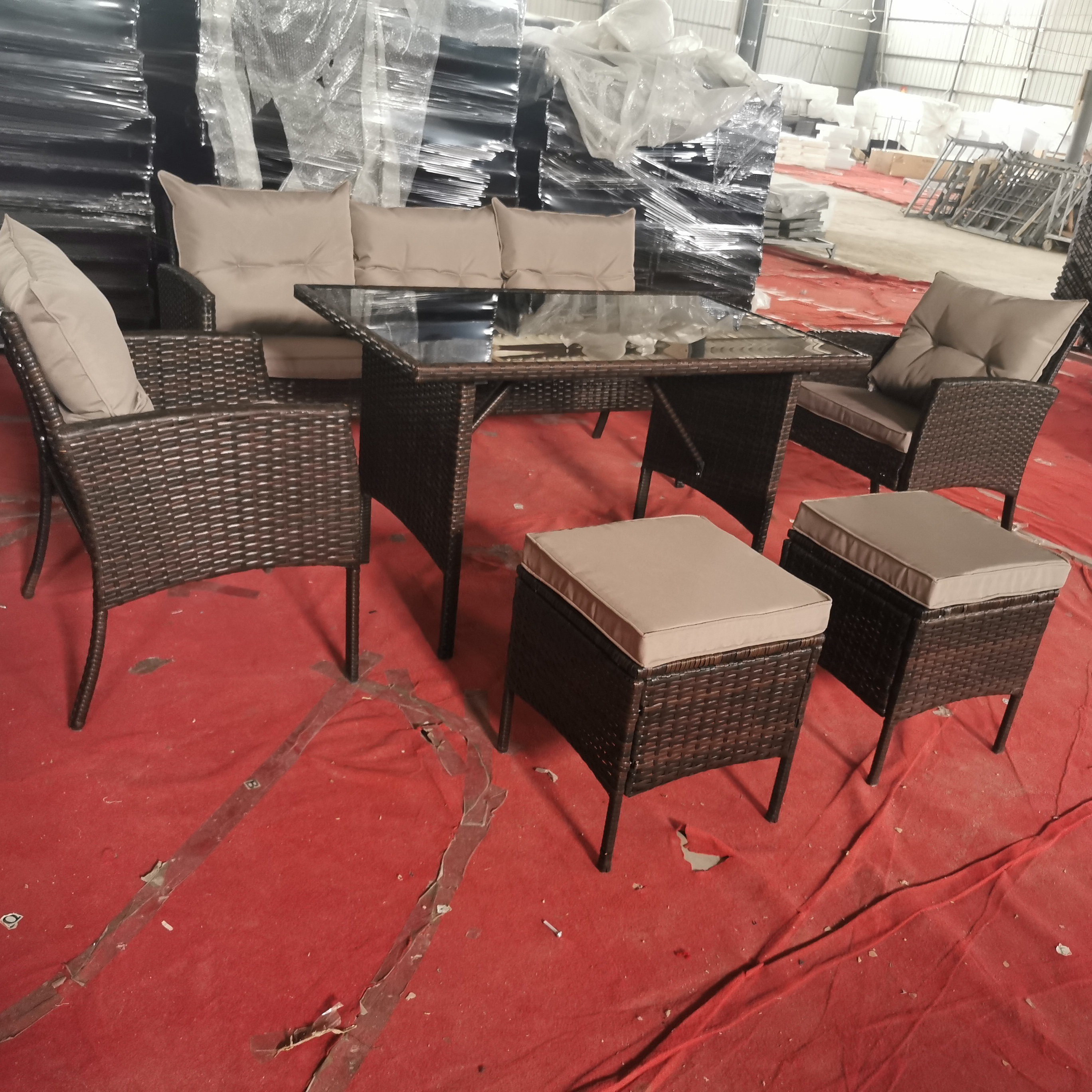 Дешевый набор уличной мебели ANHUI из синтетического ротанга, садовый ротанговый диван, уличная мебель из ротанга для патио