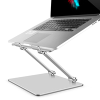 L301 Aluminium Alloy Zilveren Verstelbare Computerstandaard voor Laptop met 360° Draaibare Basis Ergonomische Opvouwbare Verhoger voor Bureau